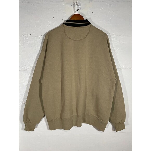 Vintage Russell Athletic USA Made Quarter Zip Sweatshirt XL Tan Black 90s Y2K - Picture 9 of 12